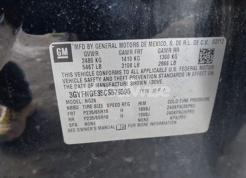 Photo 9 of 2012 Cadillac Srx STANDARD (VIN 3GYFNGE35CS579596)