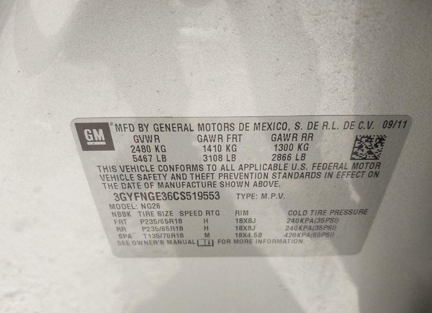 Photo 9 of 2012 Cadillac Srx STANDARD (VIN 3GYFNGE36CS519553)