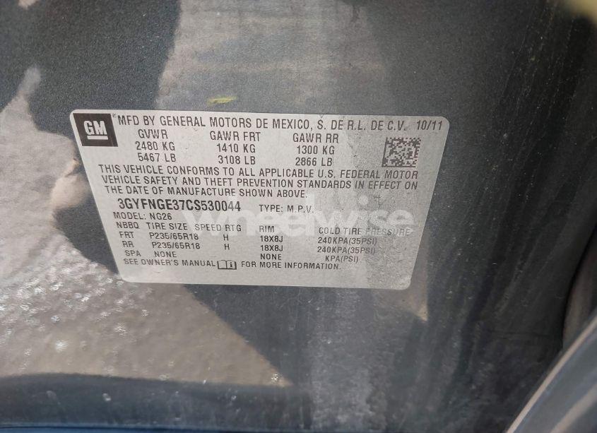 Photo 9 of 2012 Cadillac Srx STANDARD (VIN 3GYFNGE37CS530044)