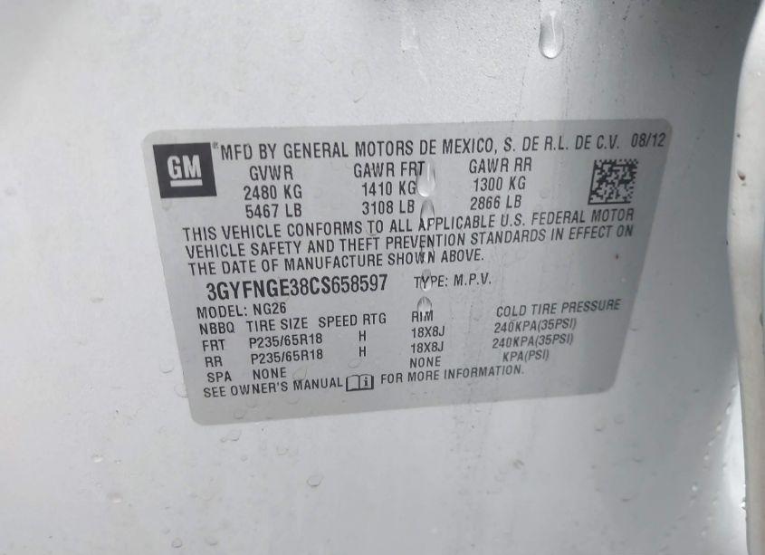 Photo 9 of 2012 Cadillac Srx STANDARD (VIN 3GYFNGE38CS658597)