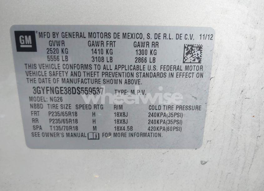 Photo 9 of 2013 Cadillac Srx LUXURY COLLECTION (VIN 3GYFNGE38DS559537)