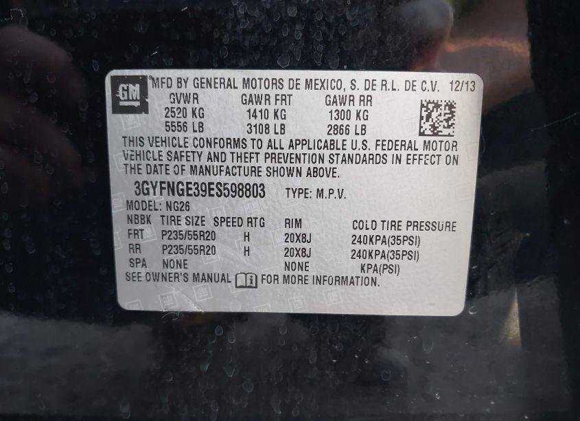 Photo 9 of 2014 Cadillac Srx PREMIUM COLLECTION (VIN 3GYFNGE39ES598803)