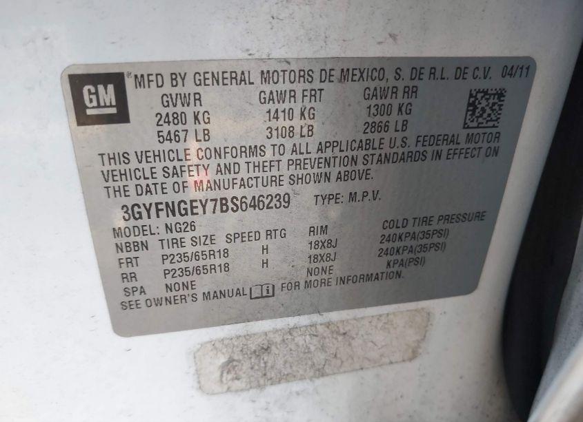 Photo 9 of 2011 Cadillac Srx STANDARD (VIN 3GYFNGEY7BS646239)