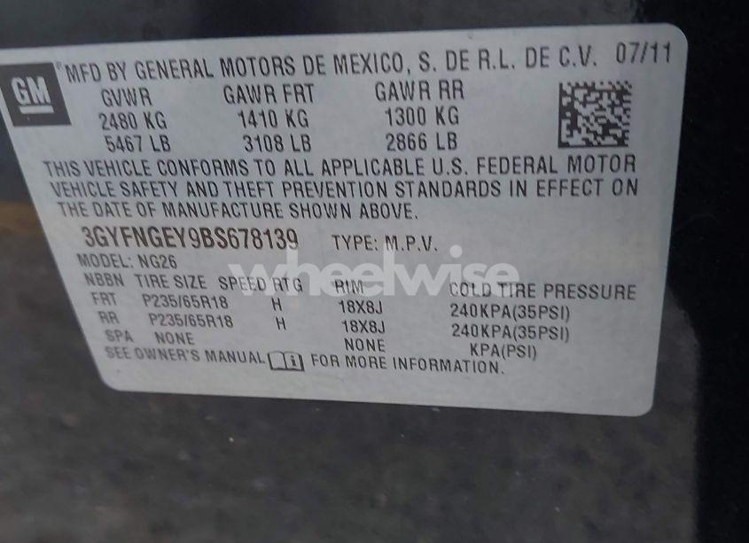 Photo 9 of 2011 Cadillac Srx STANDARD (VIN 3GYFNGEY9BS678139)