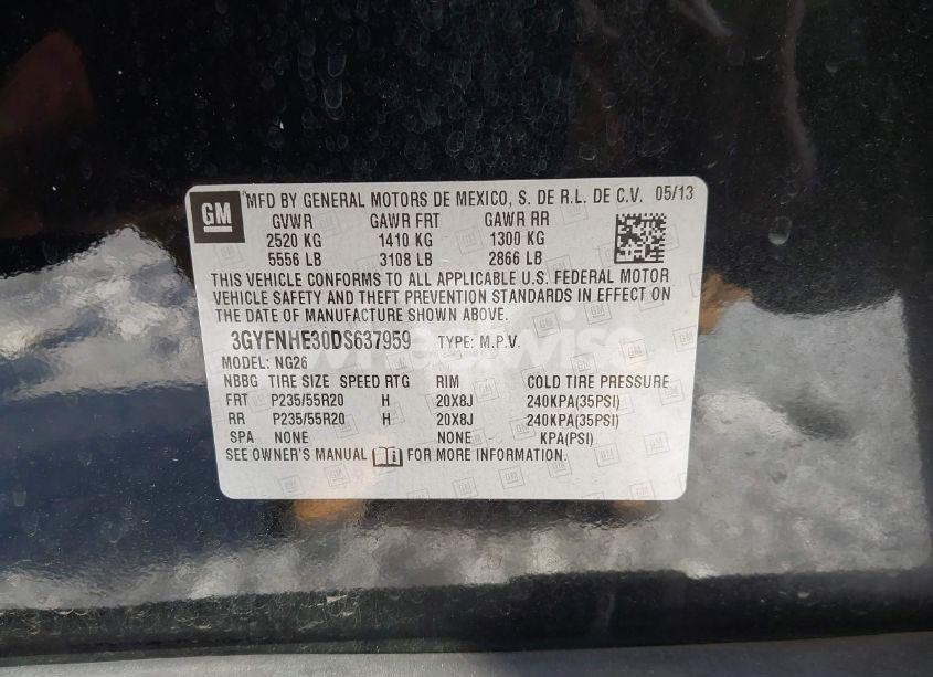 Photo 9 of 2013 Cadillac Srx PERFORMANCE COLLECTION (VIN 3GYFNHE30DS637959)