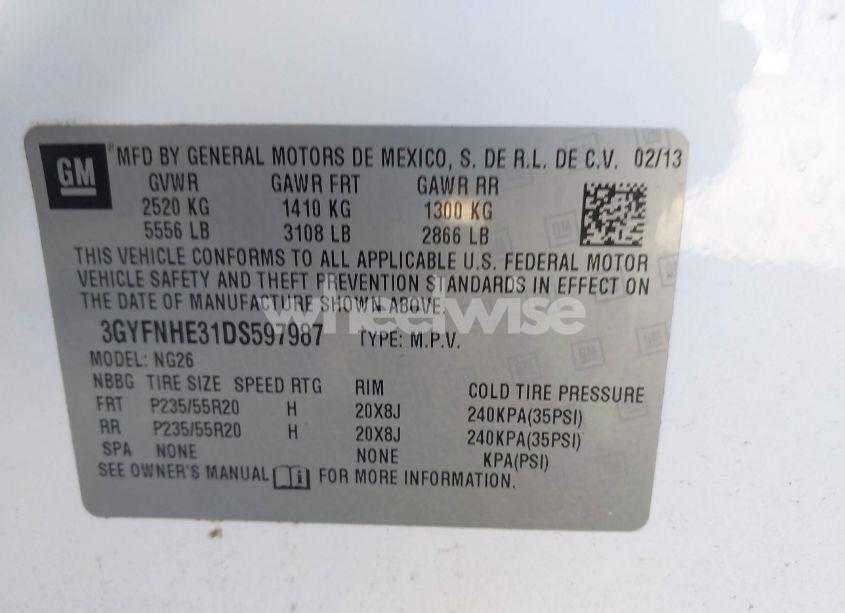 Photo 9 of 2013 Cadillac Srx PERFORMANCE COLLECTION (VIN 3GYFNHE31DS597987)