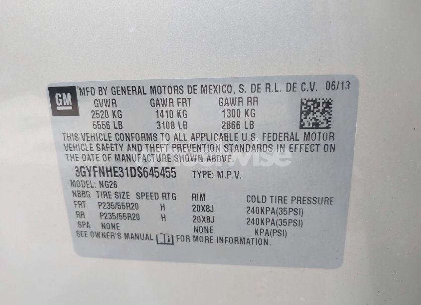 Photo 9 of 2013 Cadillac Srx PERFORMANCE COLLECTION (VIN 3GYFNHE31DS645455)