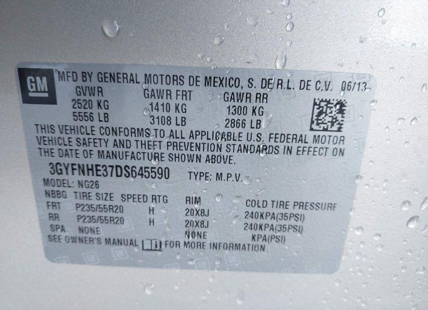 Photo 9 of 2013 Cadillac Srx PERFORMANCE COLLECTION (VIN 3GYFNHE37DS645590)