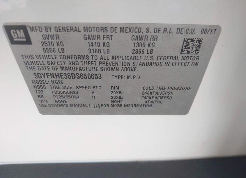 Photo 9 of 2013 Cadillac Srx PERFORMANCE COLLECTION (VIN 3GYFNHE38DS650653)