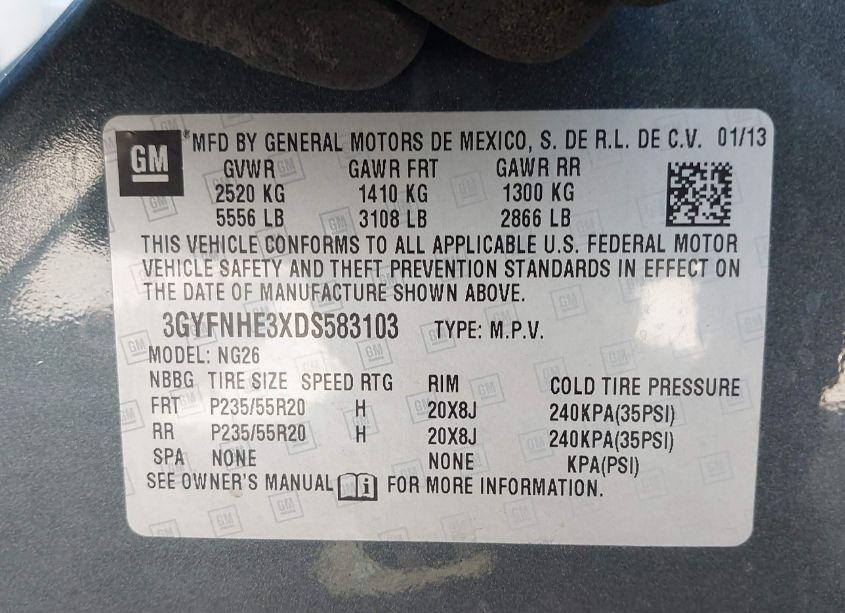 Photo 9 of 2013 Cadillac Srx PERFORMANCE COLLECTION (VIN 3GYFNHE3XDS583103)