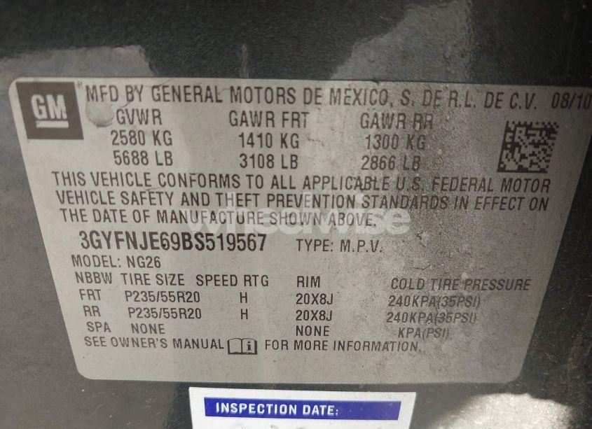 Photo 9 of 2011 Cadillac Srx TURBO PERFORMANCE (VIN 3GYFNJE69BS519567)