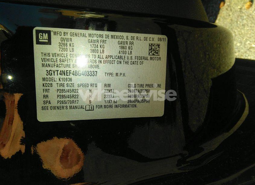 Photo 9 of 2011 Cadillac Escalade EXT PREMIUM (VIN 3GYT4NEF4BG403337)