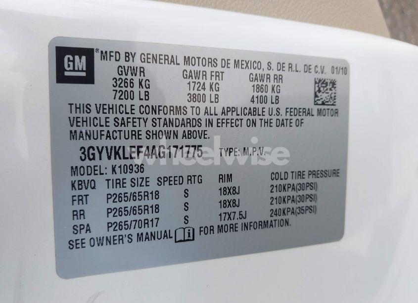 Photo 9 of 2010 Cadillac Escalade EXT STANDARD (VIN 3GYVKLEF4AG171775)