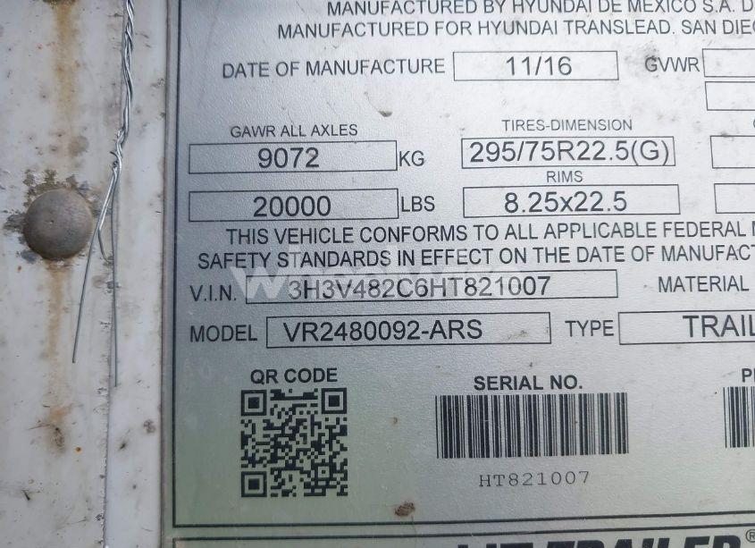 Photo 9 of 2017 Hyundai Translead INC REEFER SEMI TRAILER (VIN 3H3V482C6HT821007)