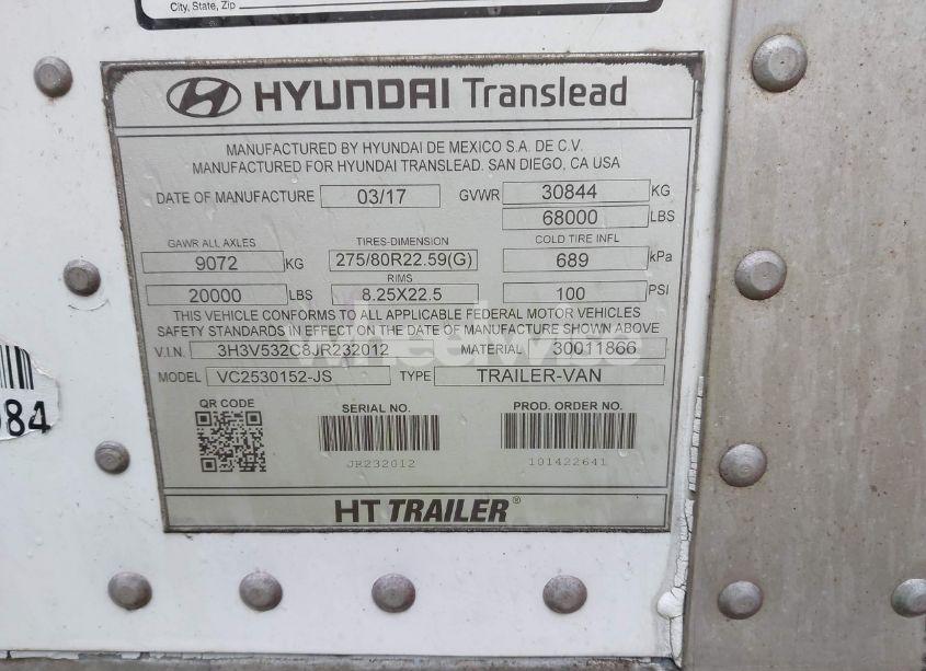 Photo 9 of 2018 Hyundai Translead INC UNKNOWN (VIN 3H3V532C8JR232012)