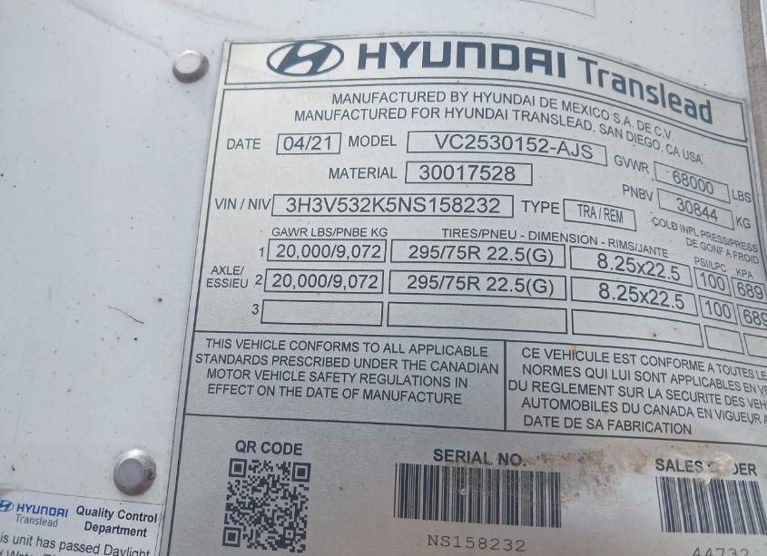 Photo 9 of 2022 Hyundai Translead INC TRANSLEAD (VIN 3H3V532K5NS158232)