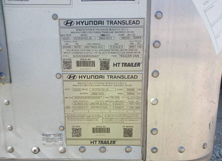 Photo 9 of 2024 Hyundai Translead INC UNKNOWN (VIN 3H3V532K9RS266827)