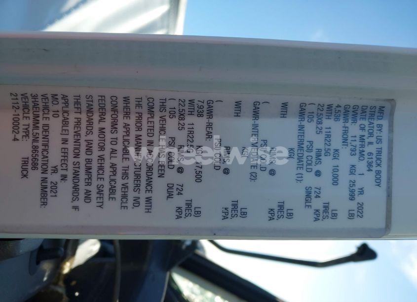 Photo 8 of 2022 International Mv N/A (VIN 3HAEUMML5NL865686)