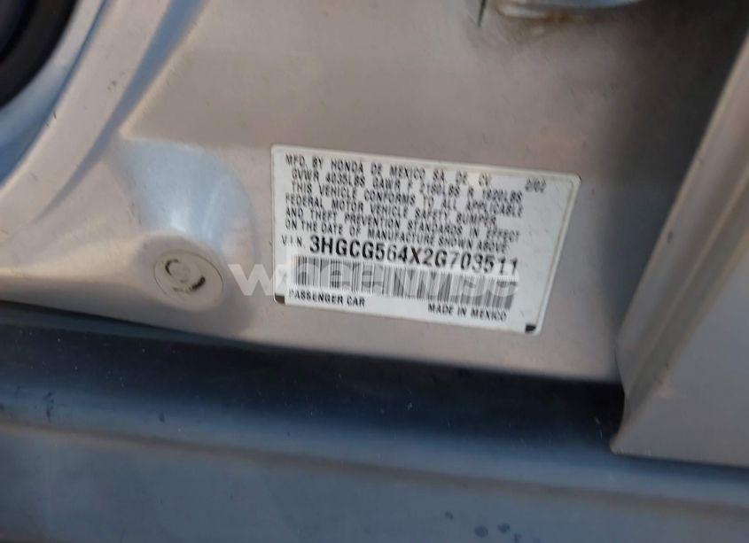 Photo 9 of 2002 Honda Accord 2.3 LX (VIN 3HGCG564X2G703511)