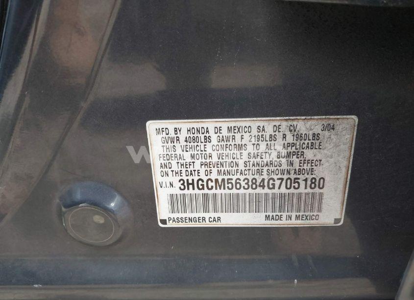Photo 9 of 2004 Honda Accord 2.4 LX (VIN 3HGCM56384G705180)