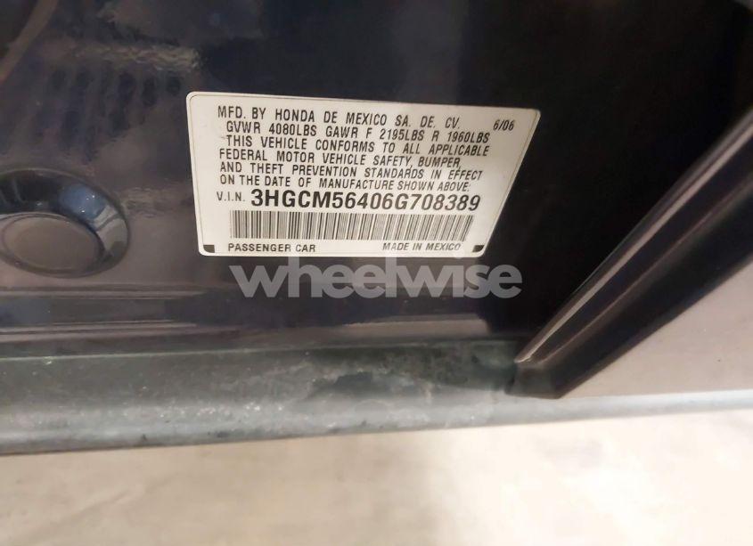 Photo 9 of 2006 Honda Accord 2.4 LX (VIN 3HGCM56406G708389)