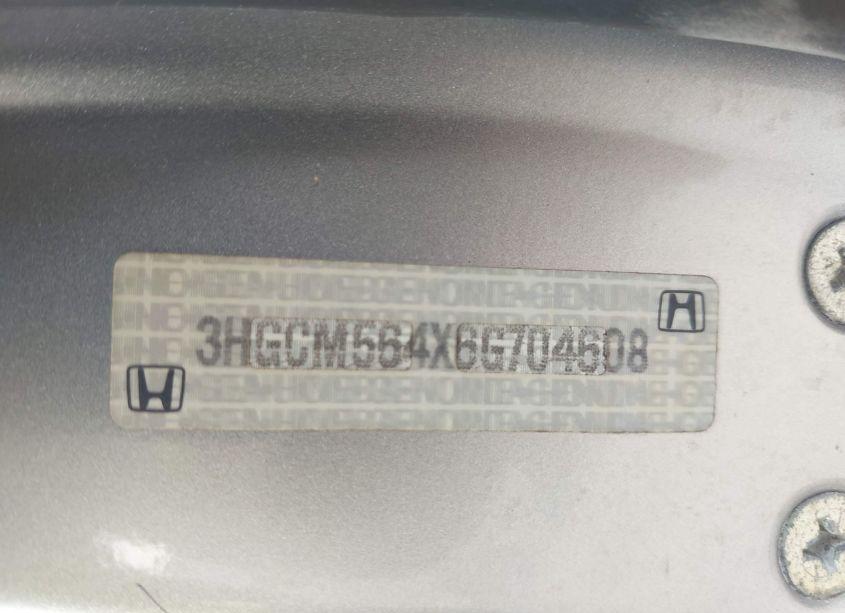 Photo 9 of 2006 Honda Accord 2.4 LX (VIN 3HGCM564X6G704608)