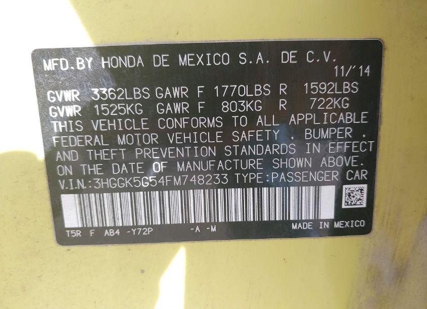 Photo 9 of 2015 Honda Fit LX (VIN 3HGGK5G54FM748233)