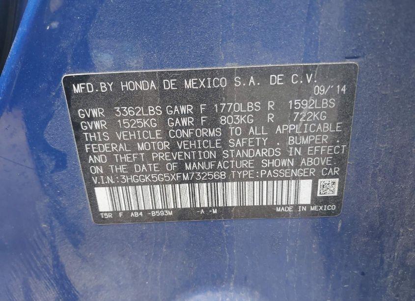 Photo 9 of 2015 Honda Fit LX (VIN 3HGGK5G5XFM732568)