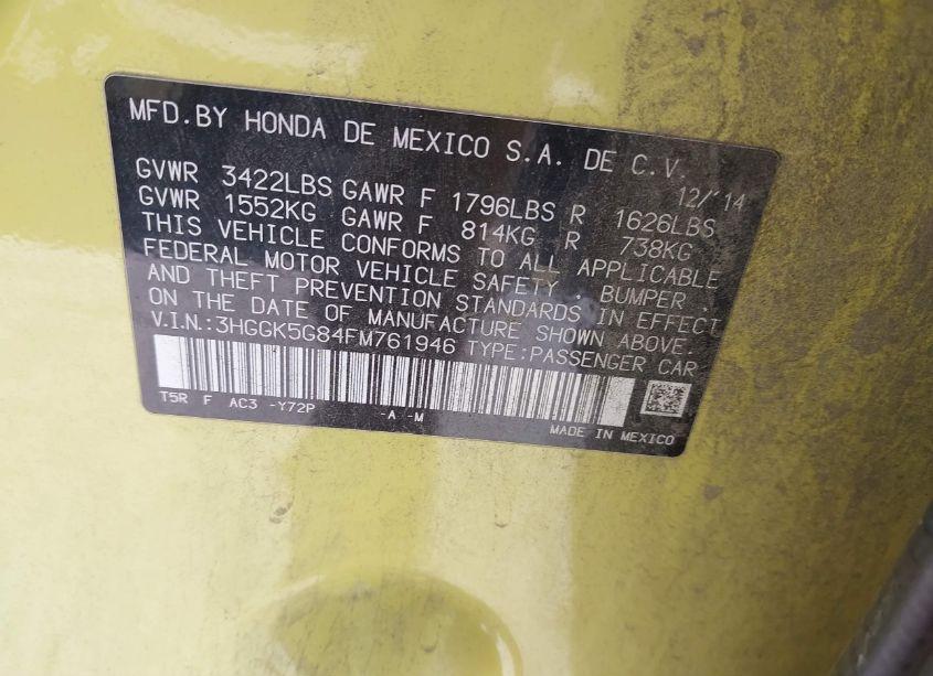 Photo 9 of 2015 Honda Fit EX (VIN 3HGGK5G84FM761946)