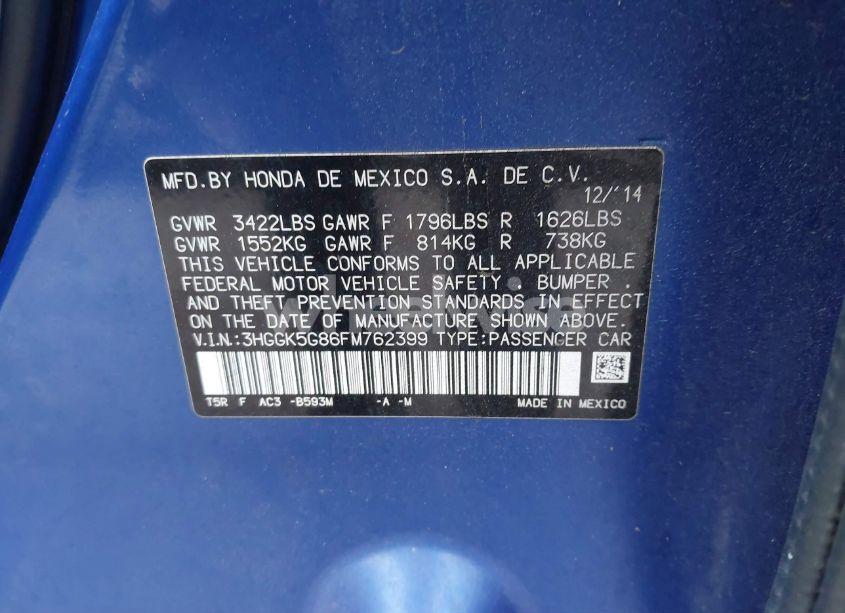 Photo 9 of 2015 Honda Fit EX (VIN 3HGGK5G86FM762399)