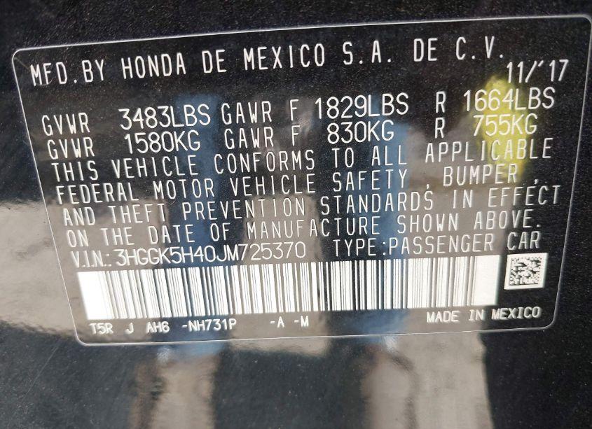 Photo 9 of 2018 Honda Fit LX (VIN 3HGGK5H40JM725370)