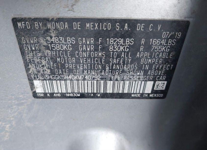 Photo 9 of 2019 Honda Fit LX (VIN 3HGGK5H40KM740792)