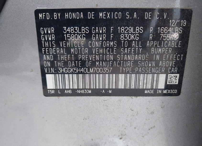 Photo 9 of 2020 Honda Fit LX (VIN 3HGGK5H40LM700357)