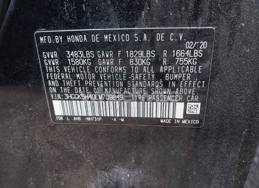 Photo 9 of 2020 Honda Fit LX (VIN 3HGGK5H40LM709849)