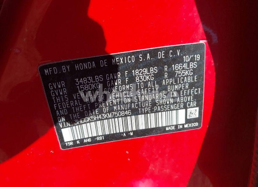 Photo 9 of 2019 Honda Fit LX (VIN 3HGGK5H43KM750846)