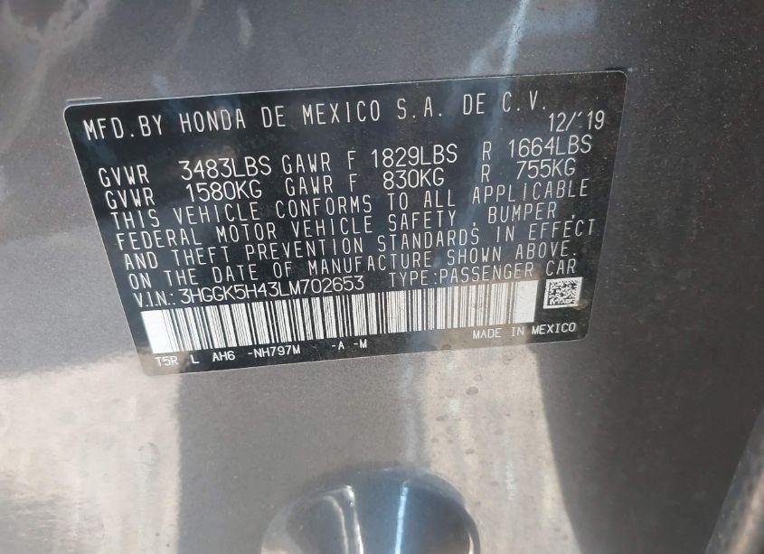 Photo 9 of 2020 Honda Fit LX (VIN 3HGGK5H43LM702653)