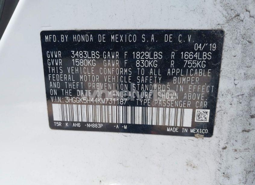 Photo 9 of 2019 Honda Fit LX (VIN 3HGGK5H44KM731187)