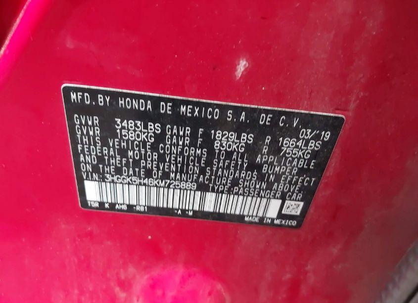 Photo 9 of 2019 Honda Fit LX (VIN 3HGGK5H46KM725889)