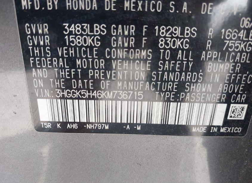 Photo 9 of 2019 Honda Fit LX (VIN 3HGGK5H46KM736715)