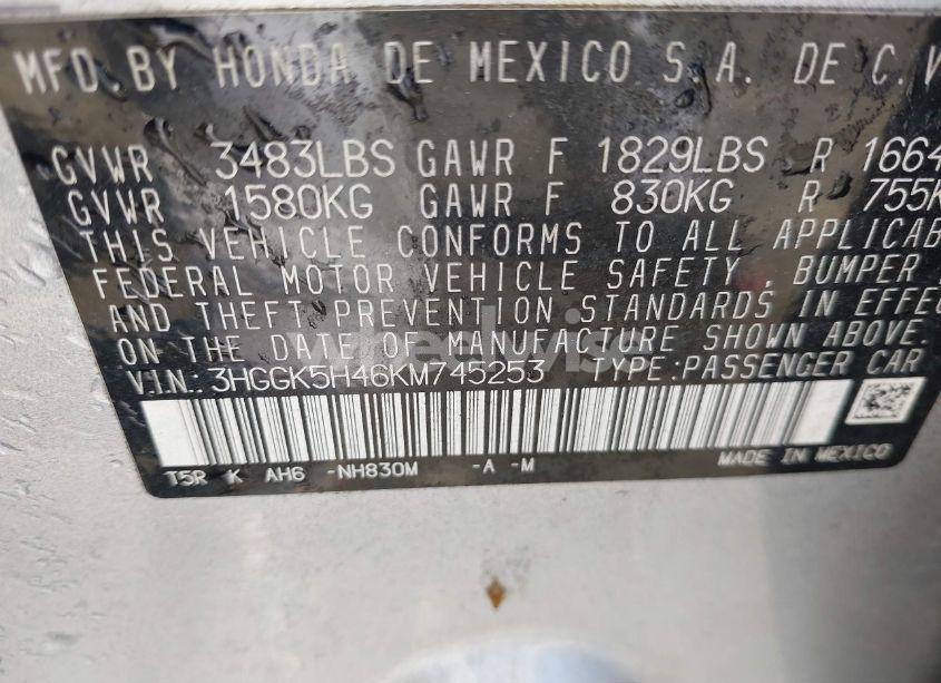 Photo 9 of 2019 Honda Fit LX (VIN 3HGGK5H46KM745253)