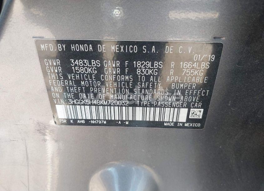 Photo 9 of 2019 Honda Fit LX (VIN 3HGGK5H48KM720032)