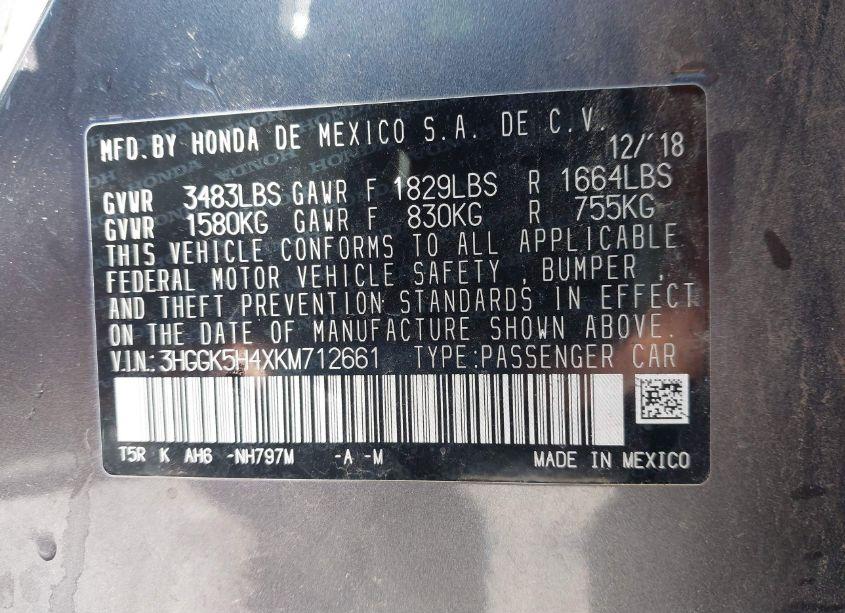 Photo 9 of 2019 Honda Fit LX (VIN 3HGGK5H4XKM712661)