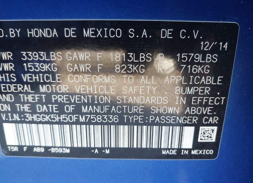 Photo 9 of 2015 Honda Fit LX (VIN 3HGGK5H50FM758336)