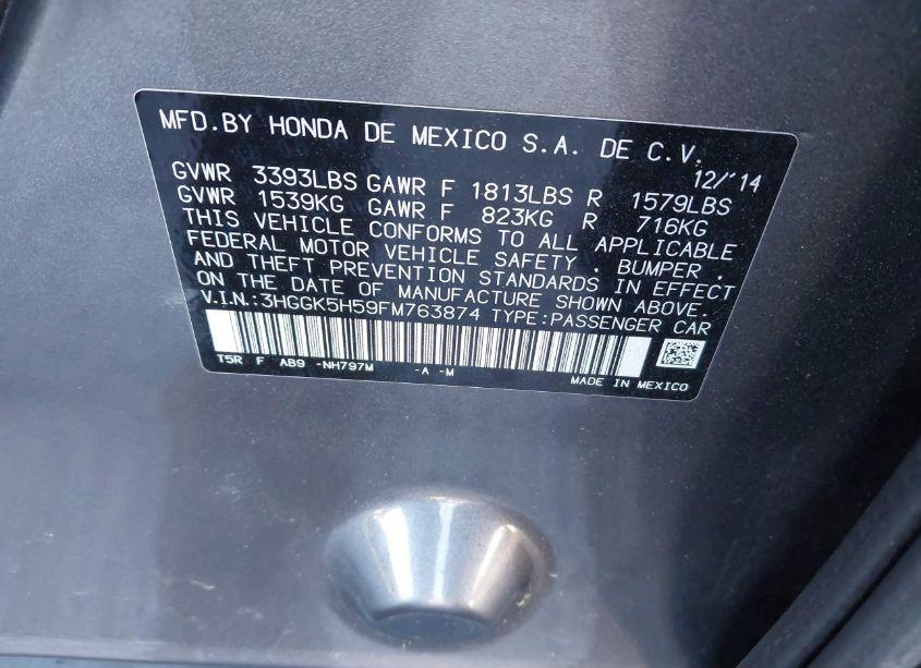 Photo 9 of 2015 Honda Fit LX (VIN 3HGGK5H59FM763874)