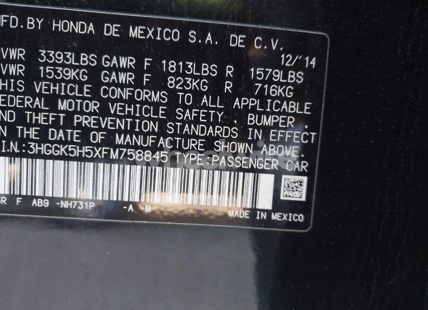 Photo 9 of 2015 Honda Fit LX (VIN 3HGGK5H5XFM758845)