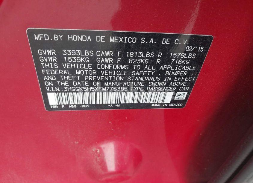 Photo 9 of 2015 Honda Fit LX (VIN 3HGGK5H5XFM775385)