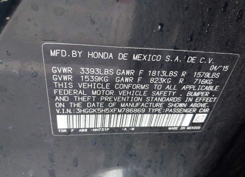 Photo 9 of 2015 Honda Fit LX (VIN 3HGGK5H5XFM786869)