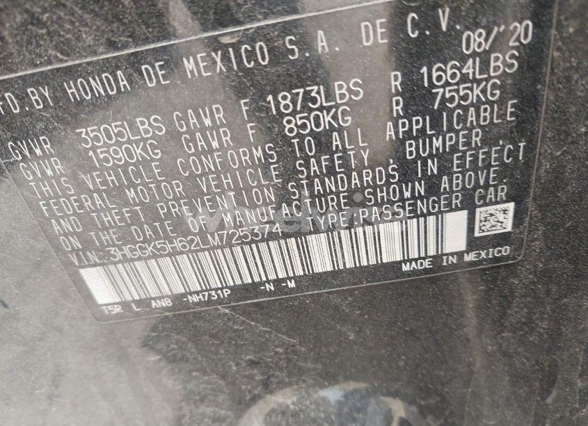 Photo 9 of 2020 Honda Fit SPORT (VIN 3HGGK5H62LM725374)