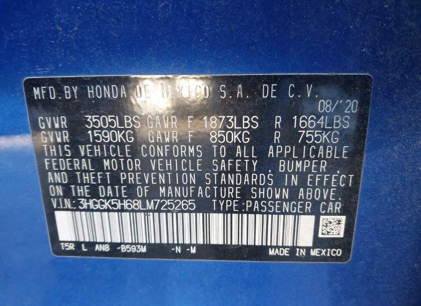 Photo 9 of 2020 Honda Fit SPORT (VIN 3HGGK5H68LM725265)