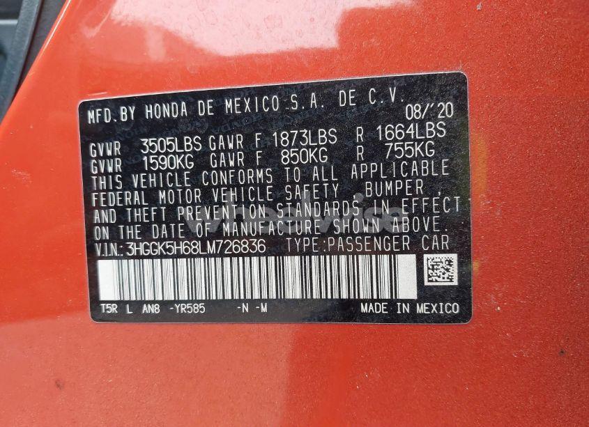 Photo 9 of 2020 Honda Fit SPORT (VIN 3HGGK5H68LM726836)